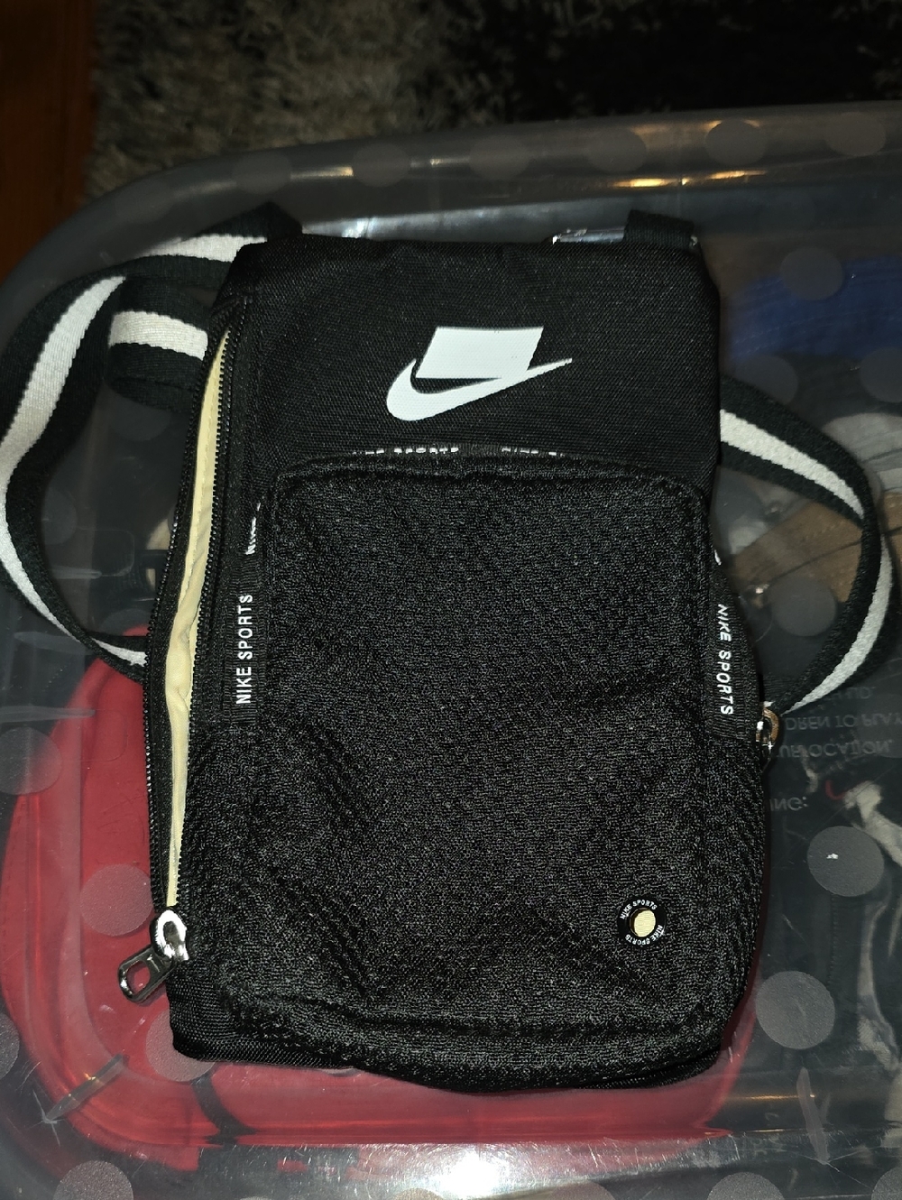 Nike Black and White Striped Strap Belt Bag - Small Crossbody Pouch